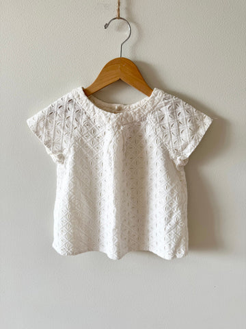 Bonpoint White Eyelet Cotton Blouse • 6-7 years