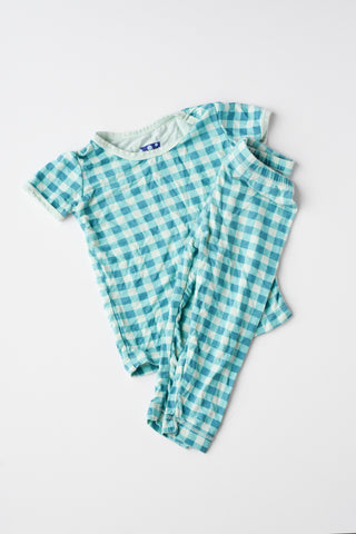 Kickee Pants Turquoise Gingham Set  • 6-12 months