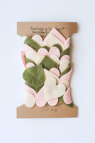 NEW Emerald and Ginger Pastel Heart Garland • 110"