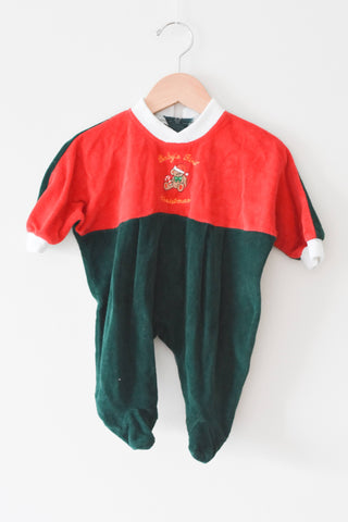 Vintage Baby's First Christmas Velour Romper • 6-9 months