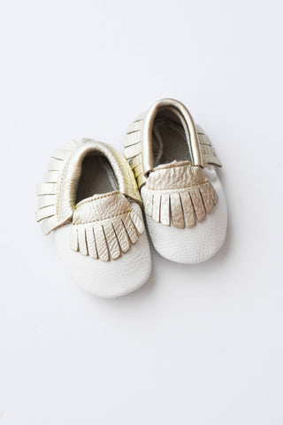 NEW White and Gold Mocs • 3c